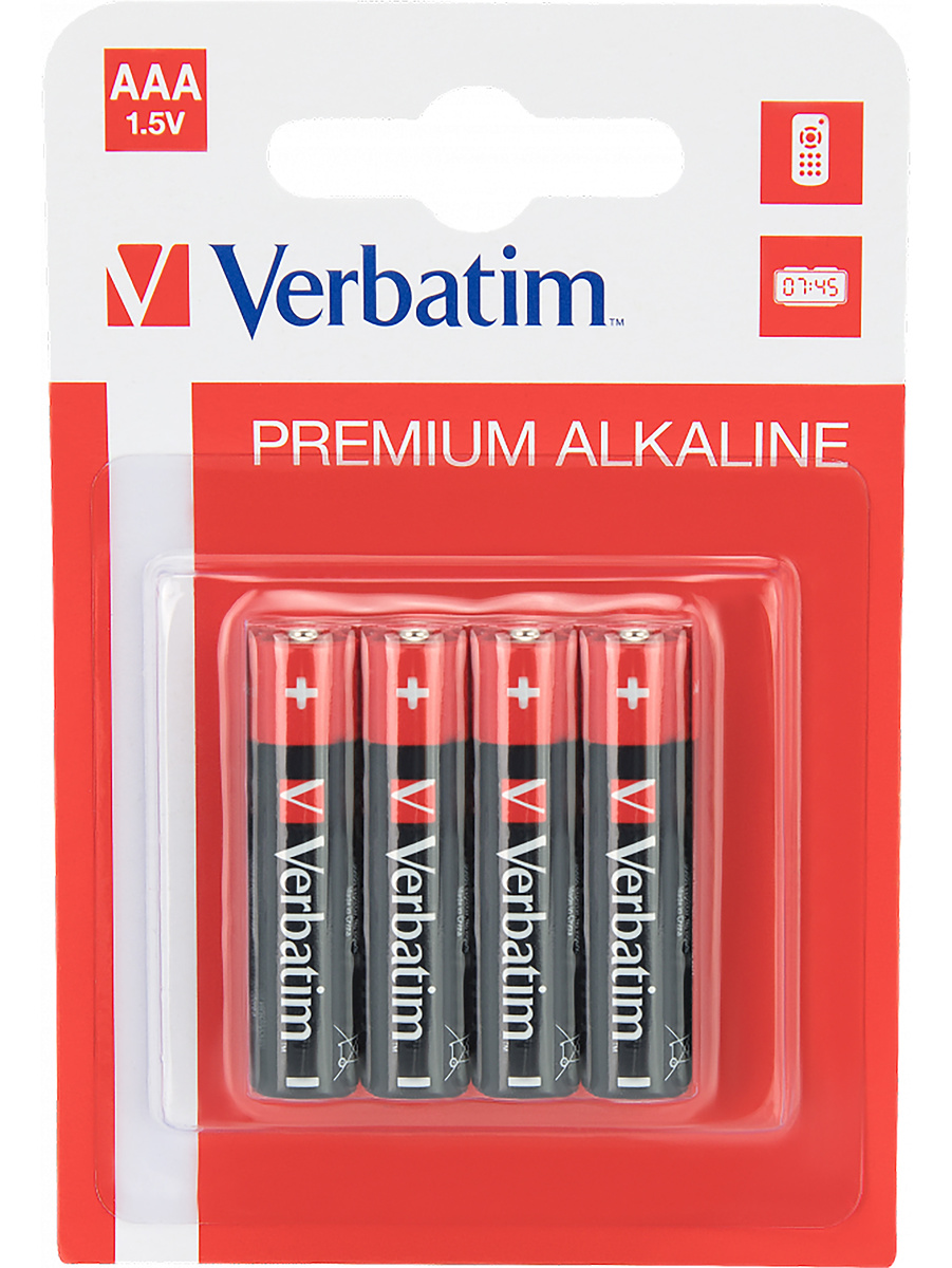 Verbatim Batterier: Premium, AAA (LR3), 1,5V, Alkaline, 4-pack | Knipkulor & Geishakulor | Intimast