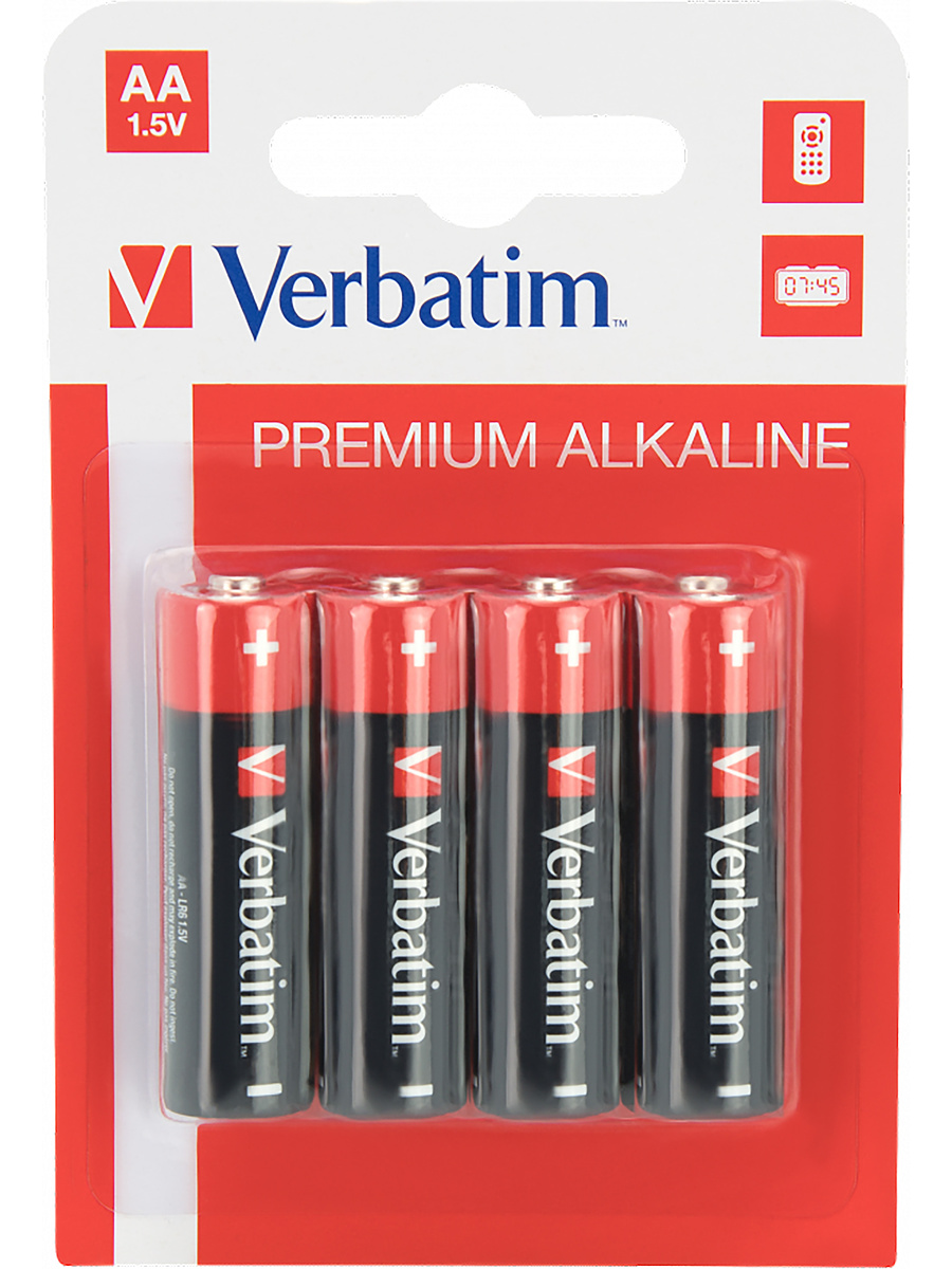 Verbatim Batterier: Premium, AA (LR6), 1,5V, Alkaline, 4-pack | Penisringar | Intimast