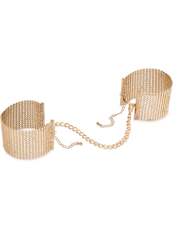 Bijoux Indiscrets: Desir Metallique, Metallic Mesh Handcuffs, guld