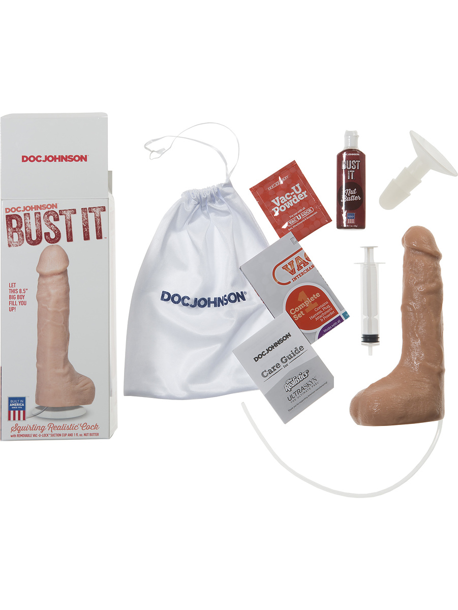 Doc Johnson: Bust It, Squirting Realistic Cock, 21 cm, ljus.