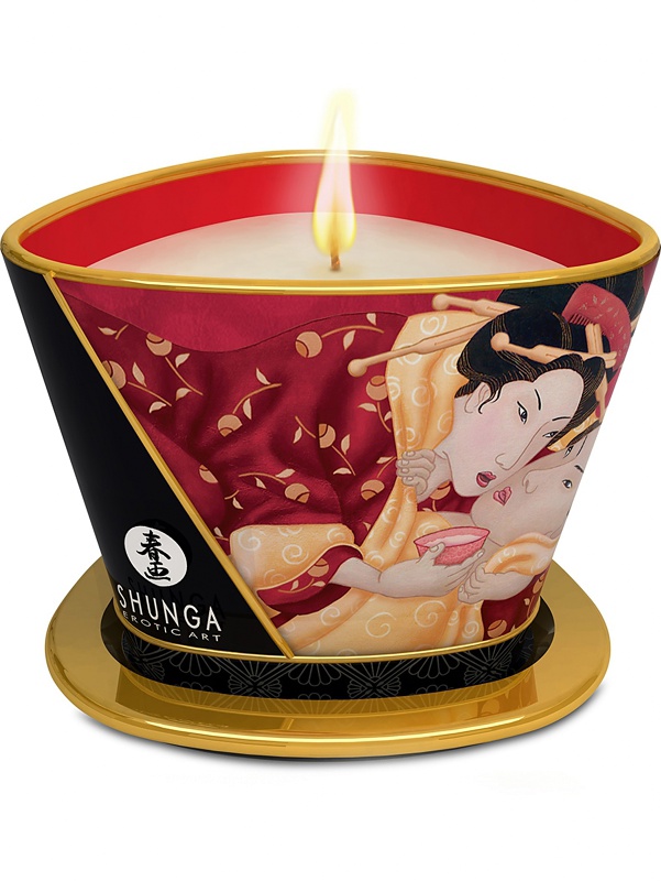 Shunga: Massage Candle Romance, Sparkling Strawberry Wine, 170 ml