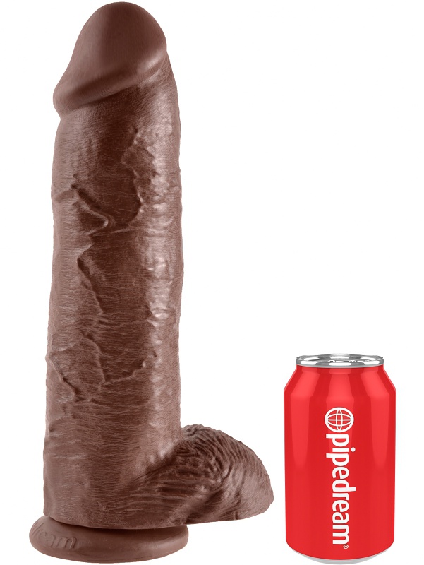 King Cock: Realistic Dildo with Balls, 31 cm, mörk