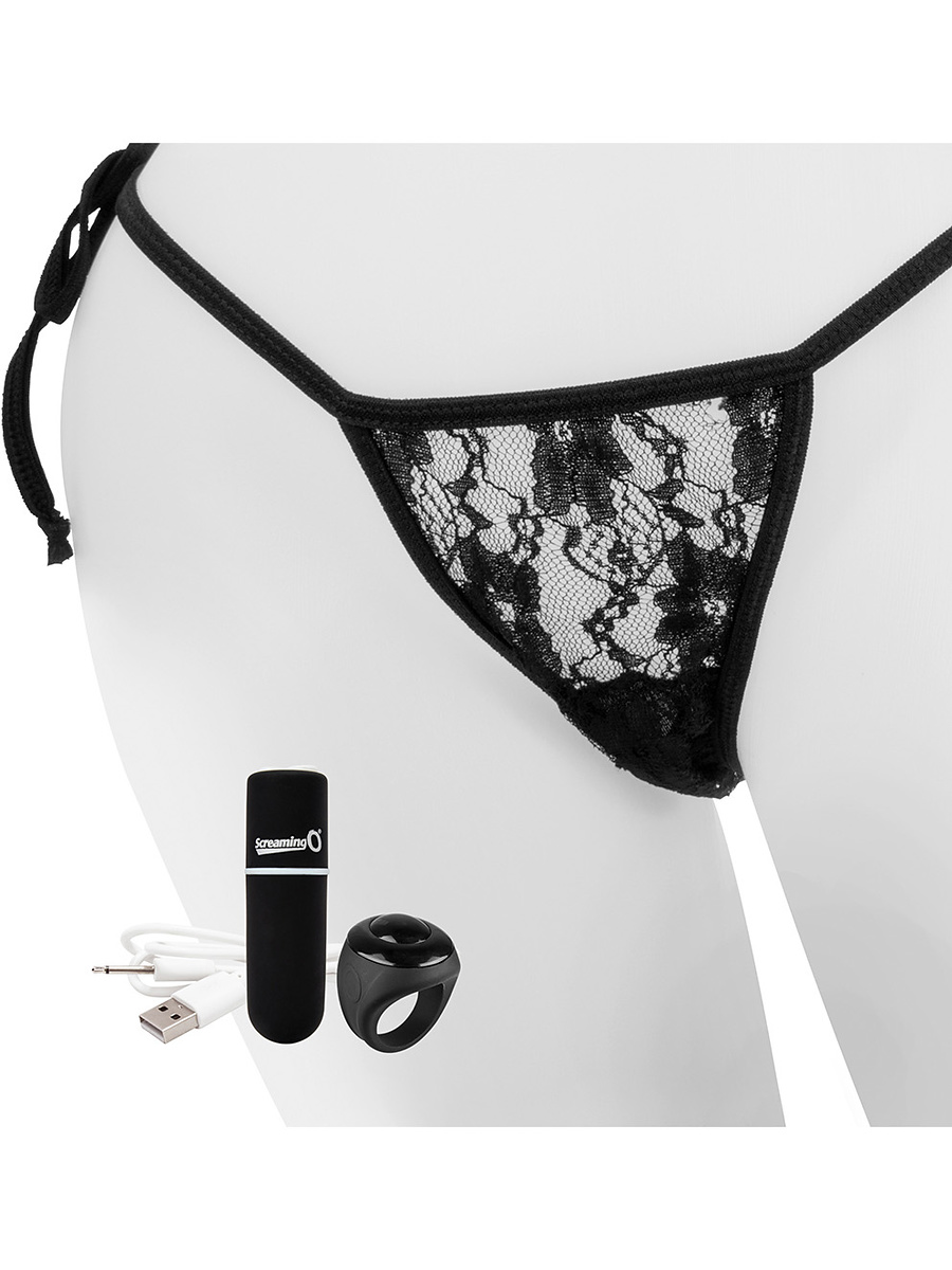 Screaming O: Rechargeable Vibrating Panty Set, svart