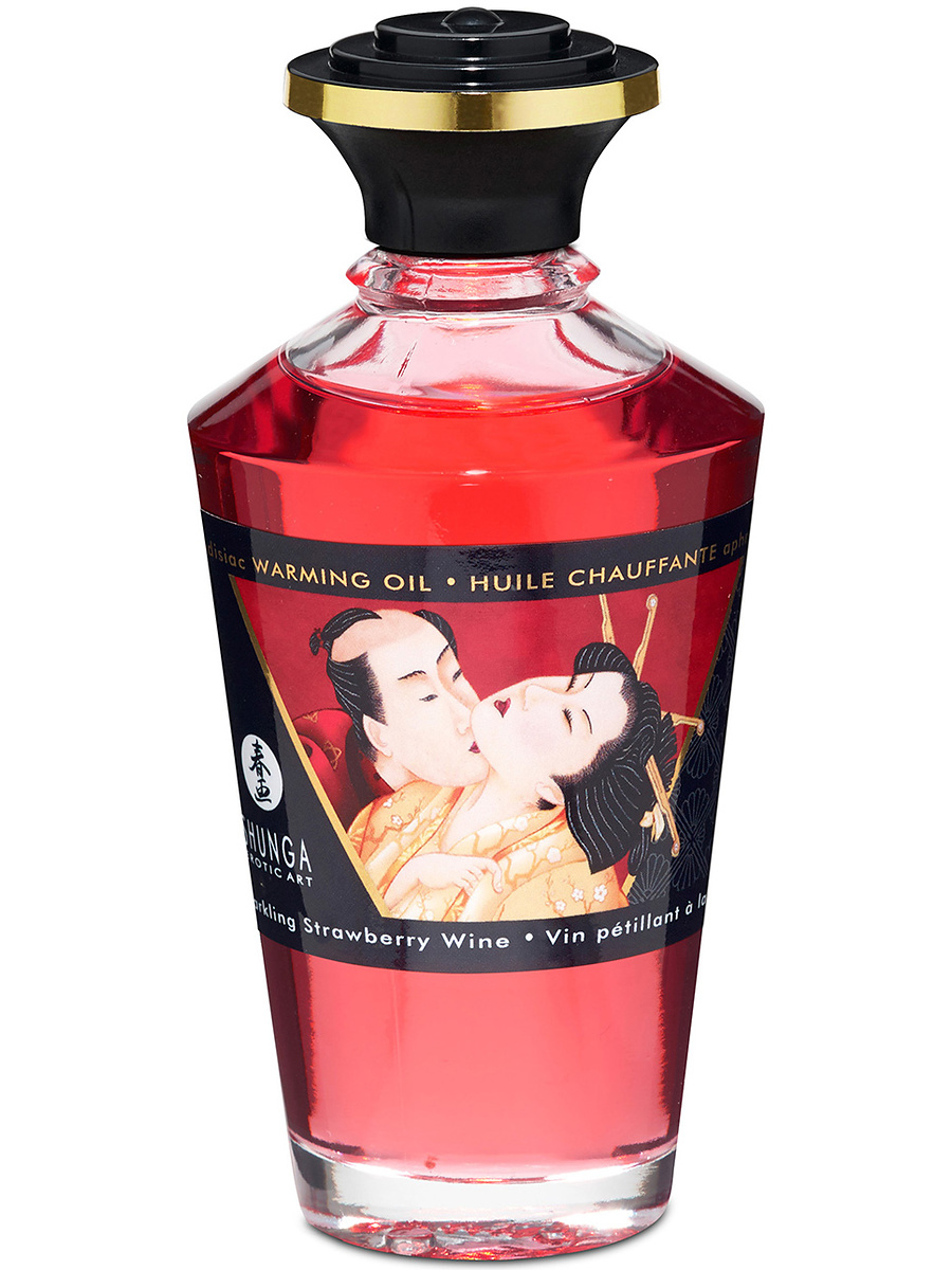 Shunga: Aphrodisiac Warming Oil, Sparkling Strawberry Wine, 100 ml