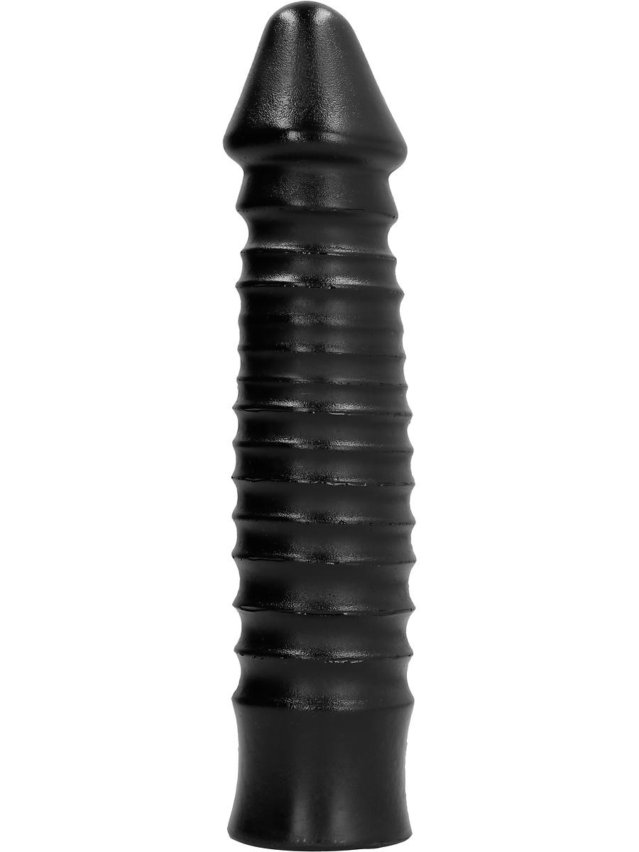 All Black: Ribbed Dildo, 26 cm | Fördröjningsmedel | Intimast