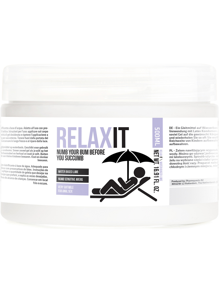 PharmQuests: Relax It, Water Based Lube, 500 ml | Penisöverdrag | Intimast