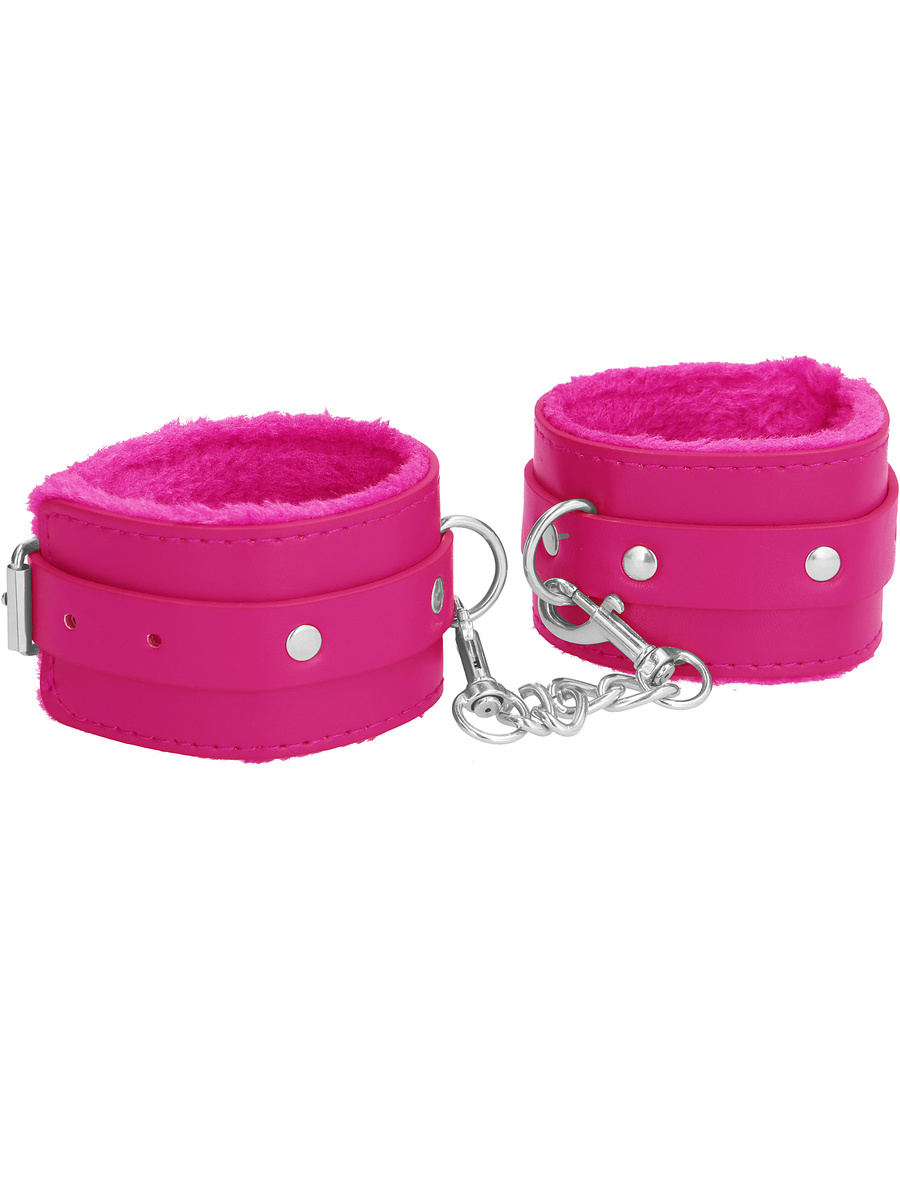 Ouch!: Plush Leather Wrist Cuffs, Premium, rosa