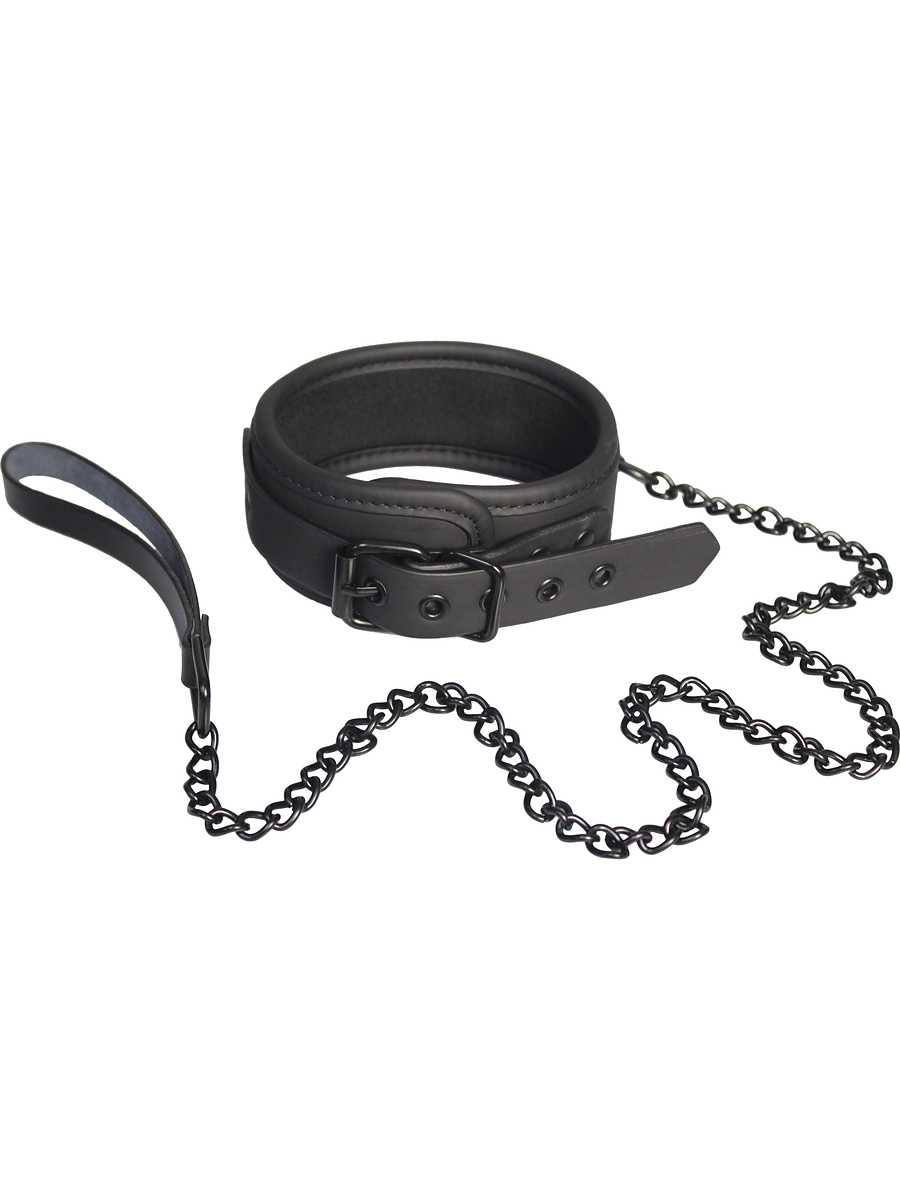 Dream Toys: Blaze, Luxury Fetish Collar and Leash, svart | BH & BH-Set | Intimast