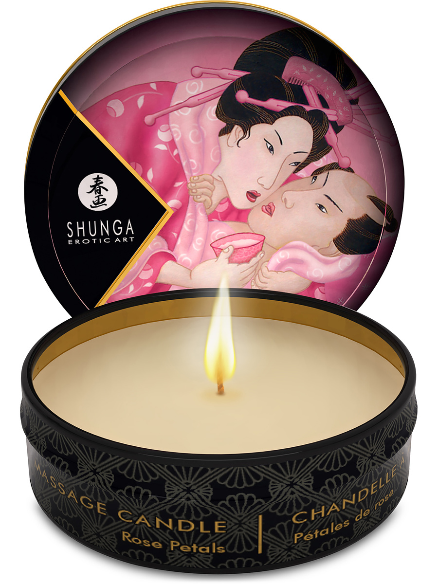 Shunga: Mini Massage Candle, Aphrodisia, Rose Petals | Realistiska Vaginor | Intimast