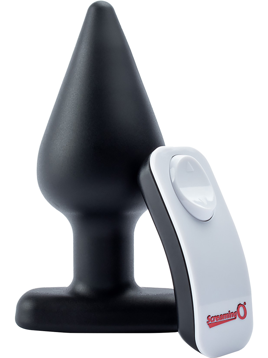 Screaming O: Rechargable Vibrating Plug XL with Remote, svart