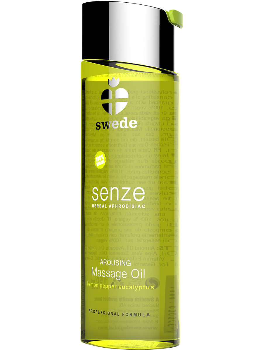 Swede: Senze Arousing Massage Oil, Lemon Pepper Eucalyptus, 75 ml | Exklusiv Vibrator | Intimast