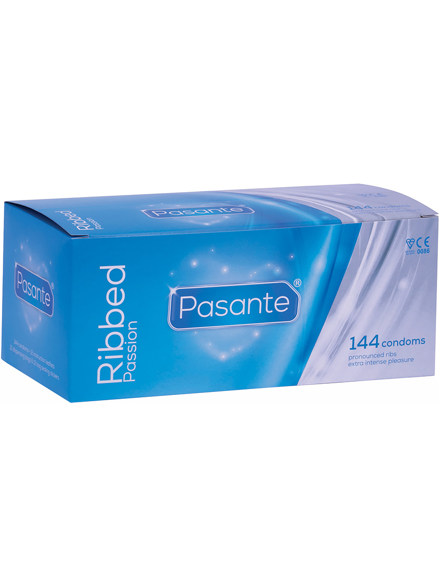 Pasante Ribbed Passion: Kondomer, 144-pack