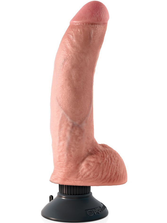King Cock: Vibrating Cock with Balls, 23 cm, ljus | Underkläder | Intimast