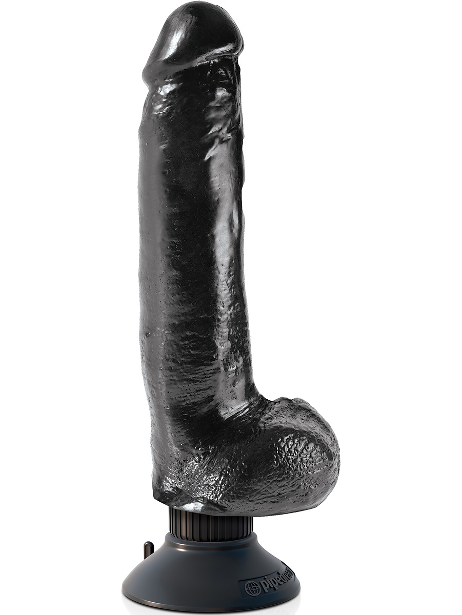 King Cock: Vibrating Cock with Balls, 23 cm, svart