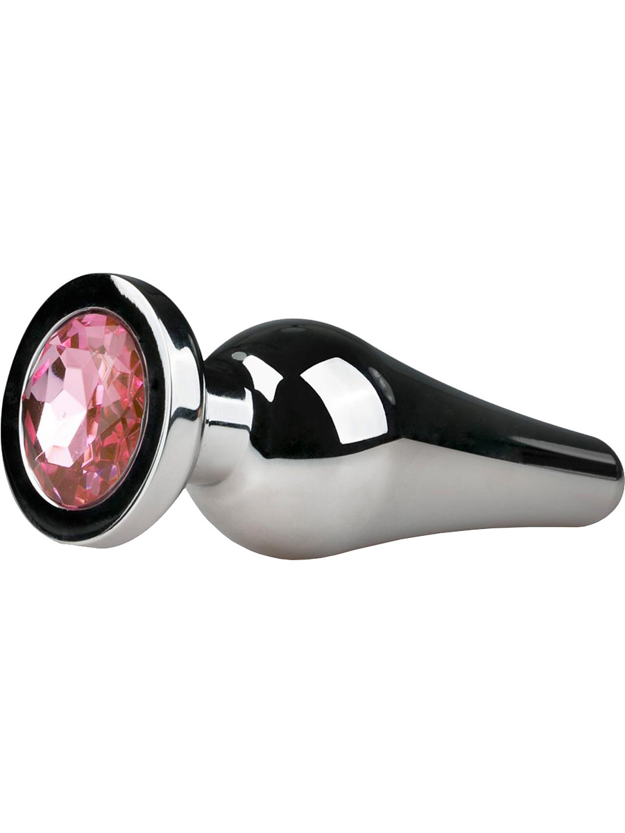 EasyToys: Metal Butt Plug No. 11 with Crystal, medium, silver/rosa