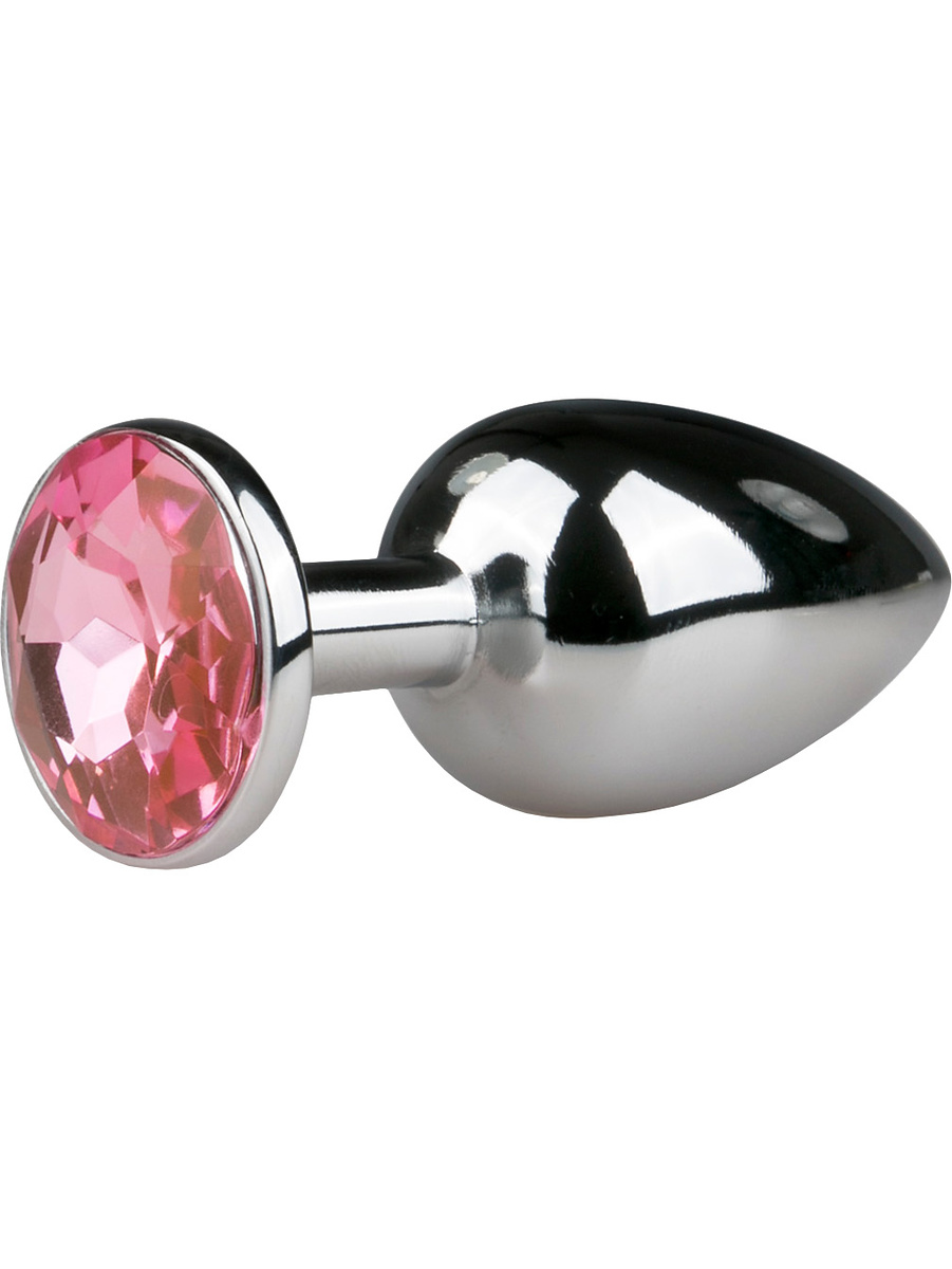 EasyToys: Metal Butt Plug No. 1 with Crystal, small, silver/rosa | Starkare Erektion | Intimast