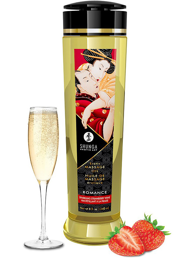 Shunga: Erotic Massage Oil, Sparkling Strawberry, 240 ml | Glasdildo | Intimast