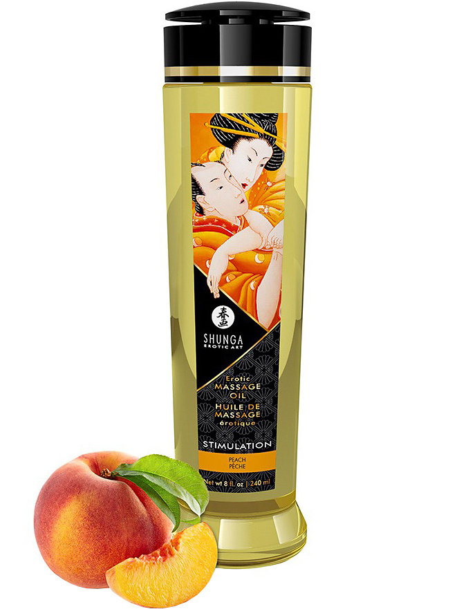 Shunga: Erotic Massage Oil, Stimulation Peach, 240 ml | Glidmedel & Gel | Intimast