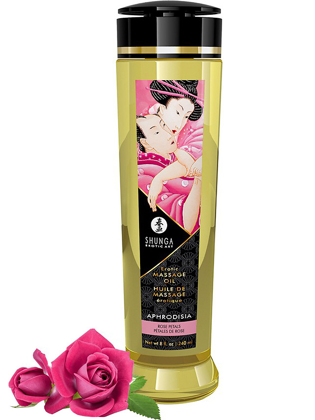 Shunga: Erotic Massage Oil, Aphrodisia Rose, 240 ml | Dubbeldildo | Intimast