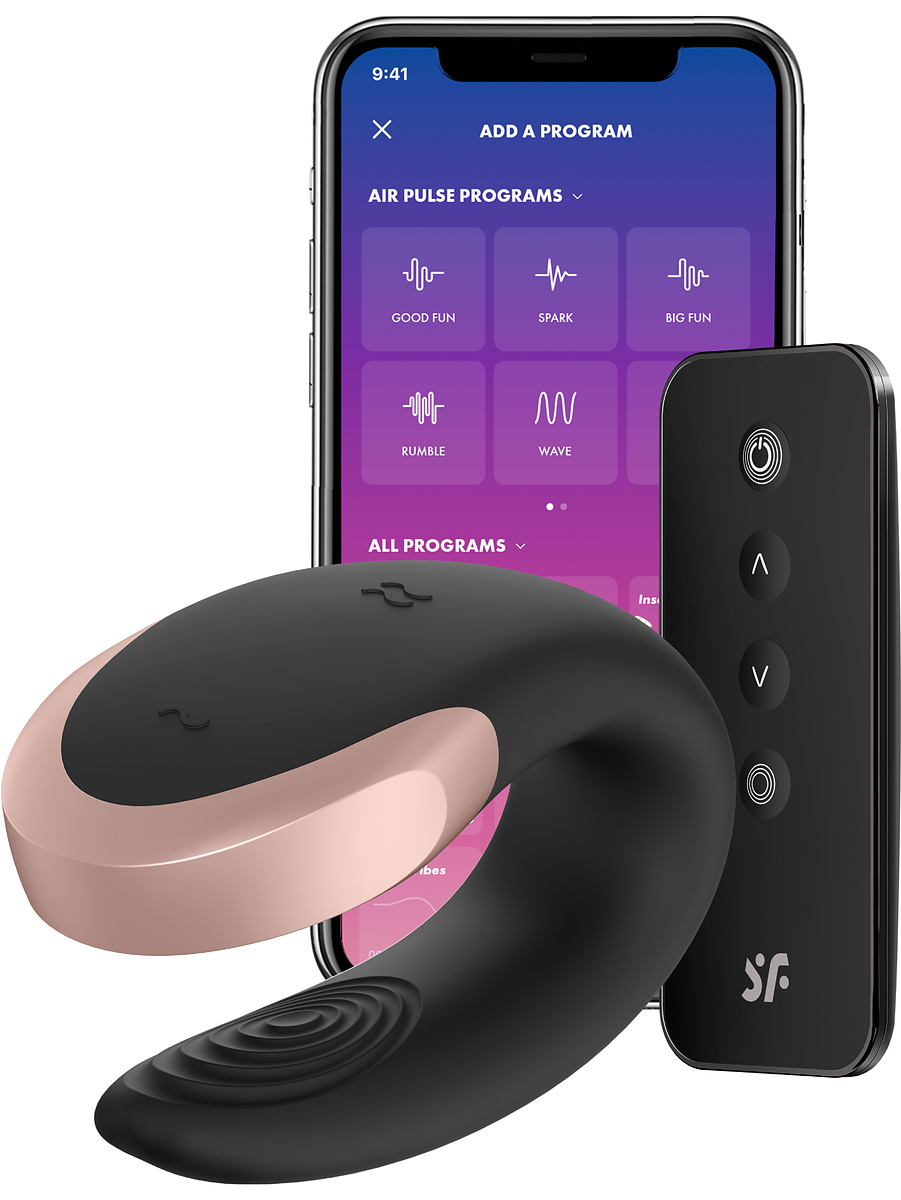 Satisfyer Connect: Double Love, Luxury Partner Vibrator, svart | G-punktsvibrator | Intimast