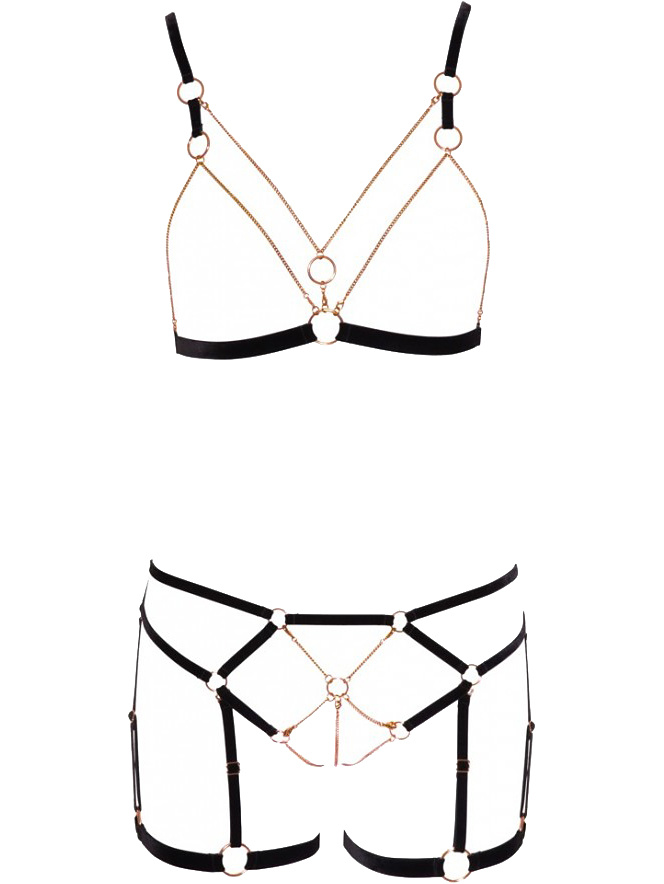 Cottelli Lingerie: BH-set med remmar och kedjor