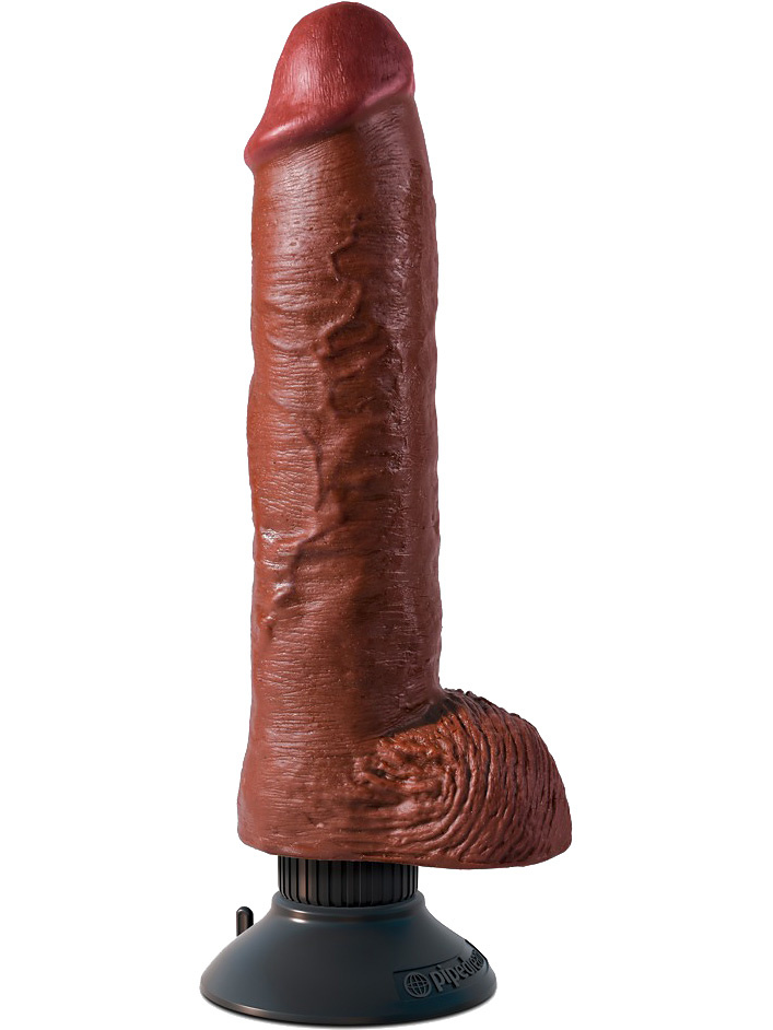 King Cock: Vibrating Cock with Balls, 25 cm, mörk