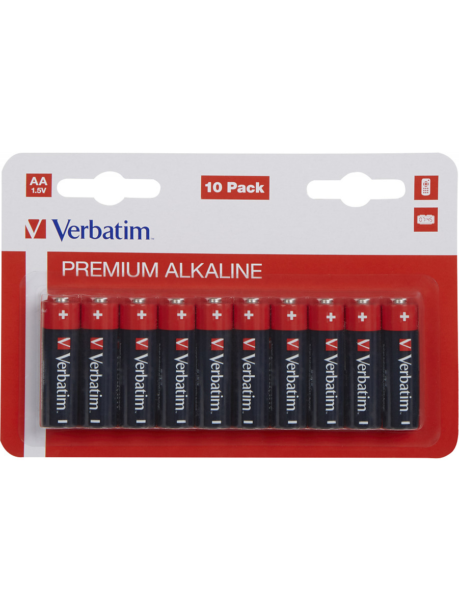 Verbatim Batterier: Premium, AA (LR6), 1,5V, Alkaline, 10-pack