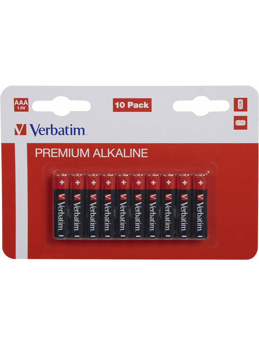 Verbatim Batterier: Premium, AAA (LR3), 1,5V, Alkaline, 10-pack | Analpluggar | Intimast