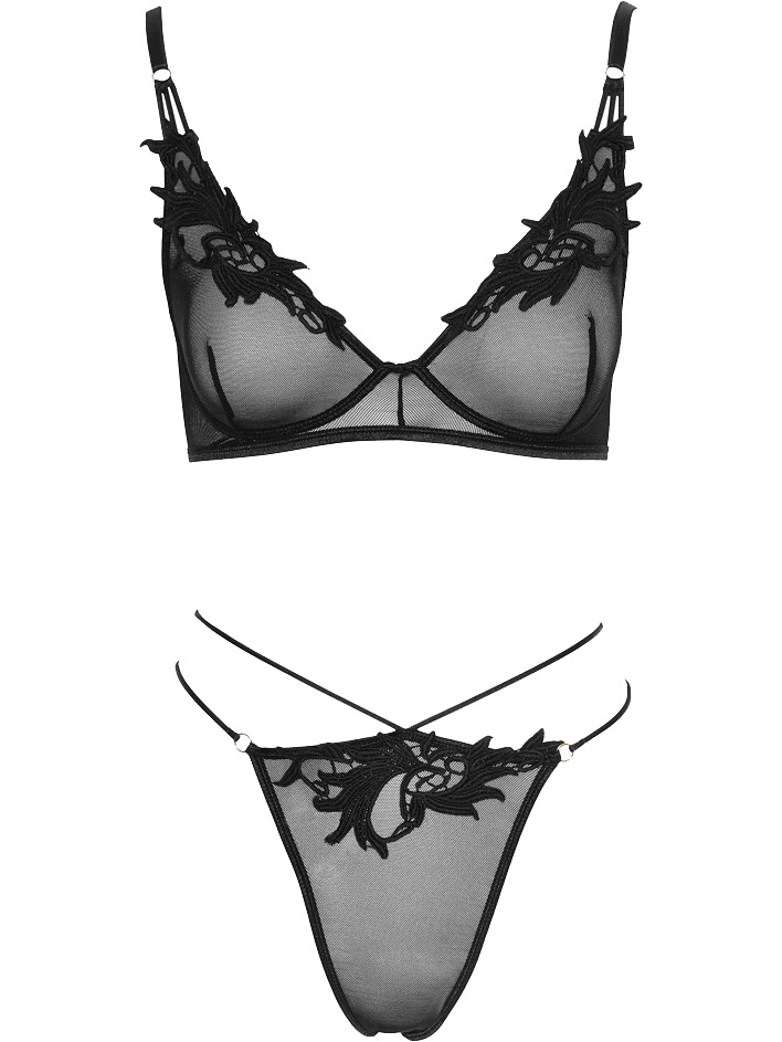 Cottelli Lingerie: Set BH & trosor, svart | Penisringar | Intimast