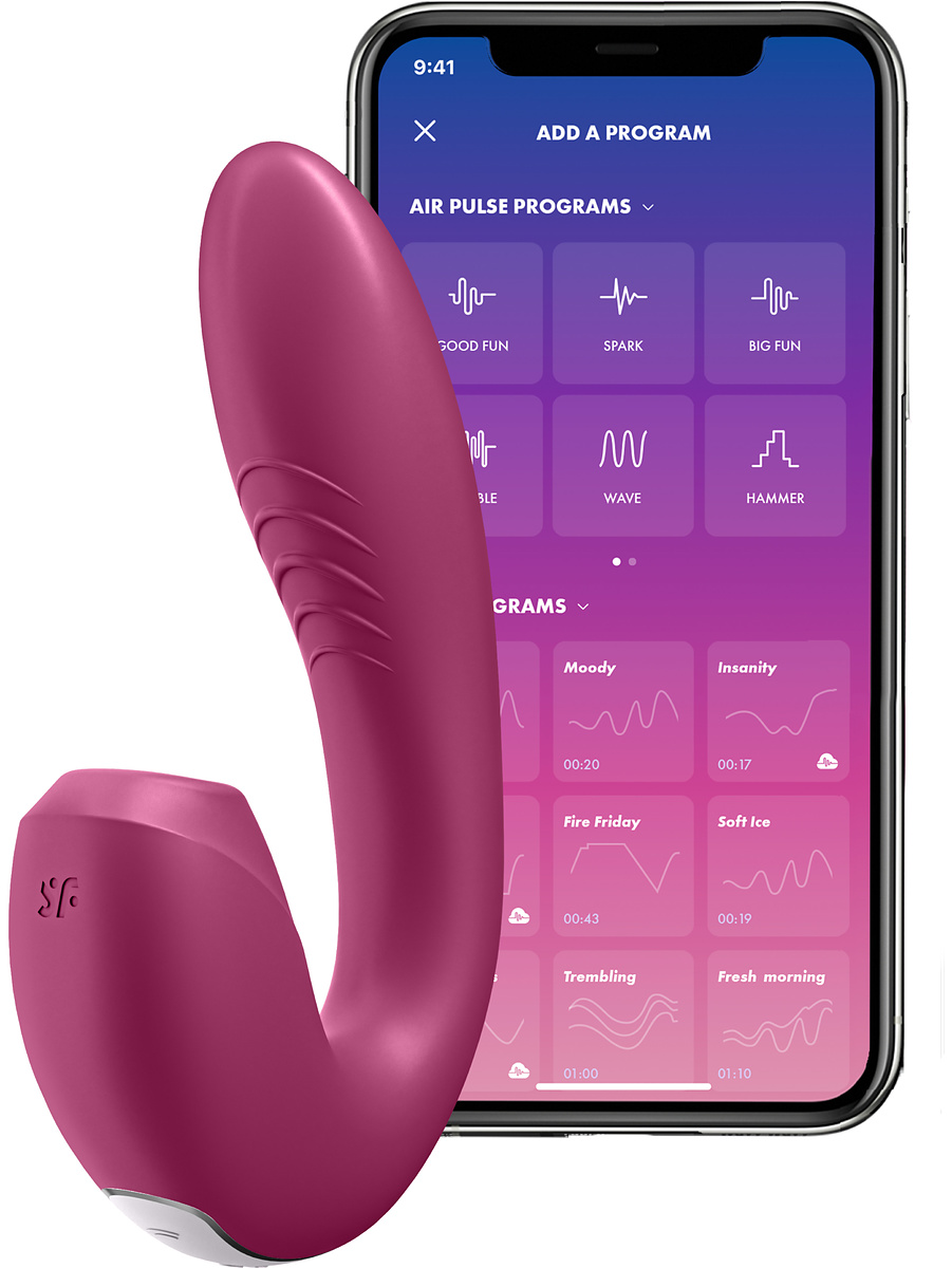 Satisfyer Connect: Sunray, Air Pulse Stimulator + Vibration, berry | Masker | Intimast