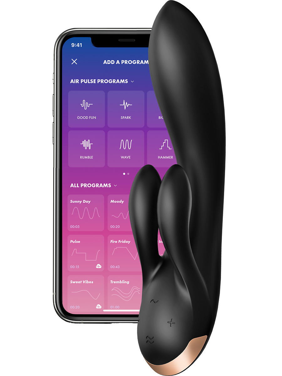 Satisfyer Connect: Double Flex Vibrator, svart | Glidmedel | Intimast