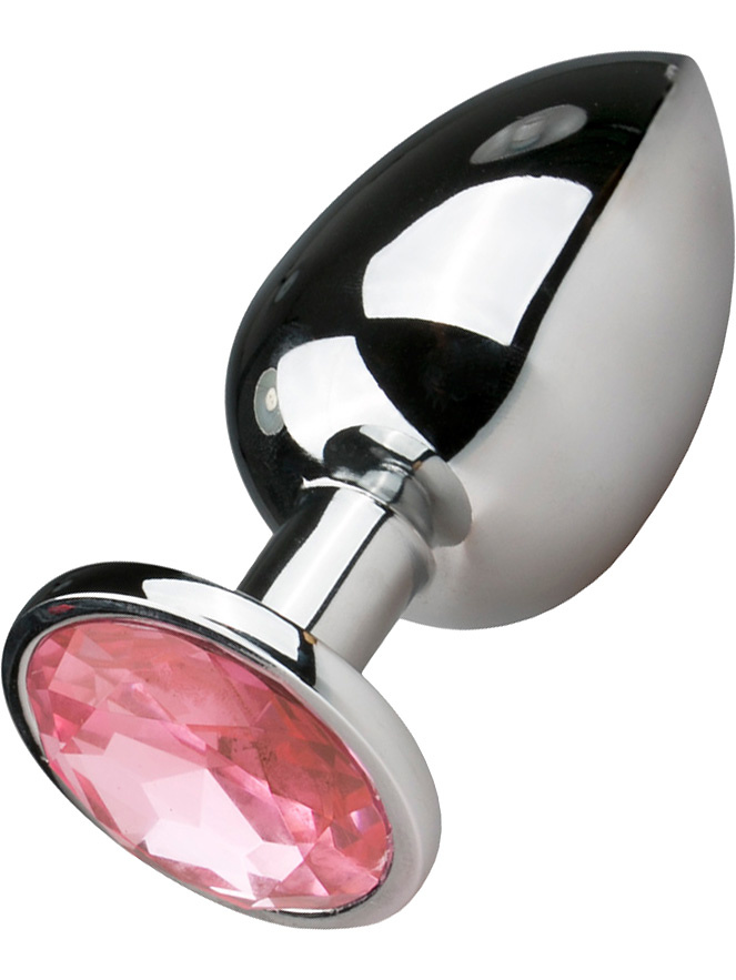 EasyToys: Metal Butt Plug No. 6 with Crystal, large, silver/rosa