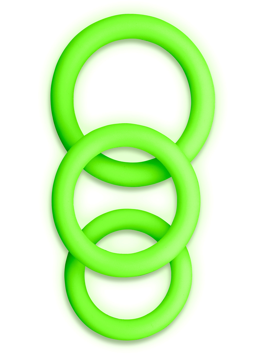 Ouch! Glow in the Dark: Silicone Cock Ring Set, 3-pack |  | Intimast
