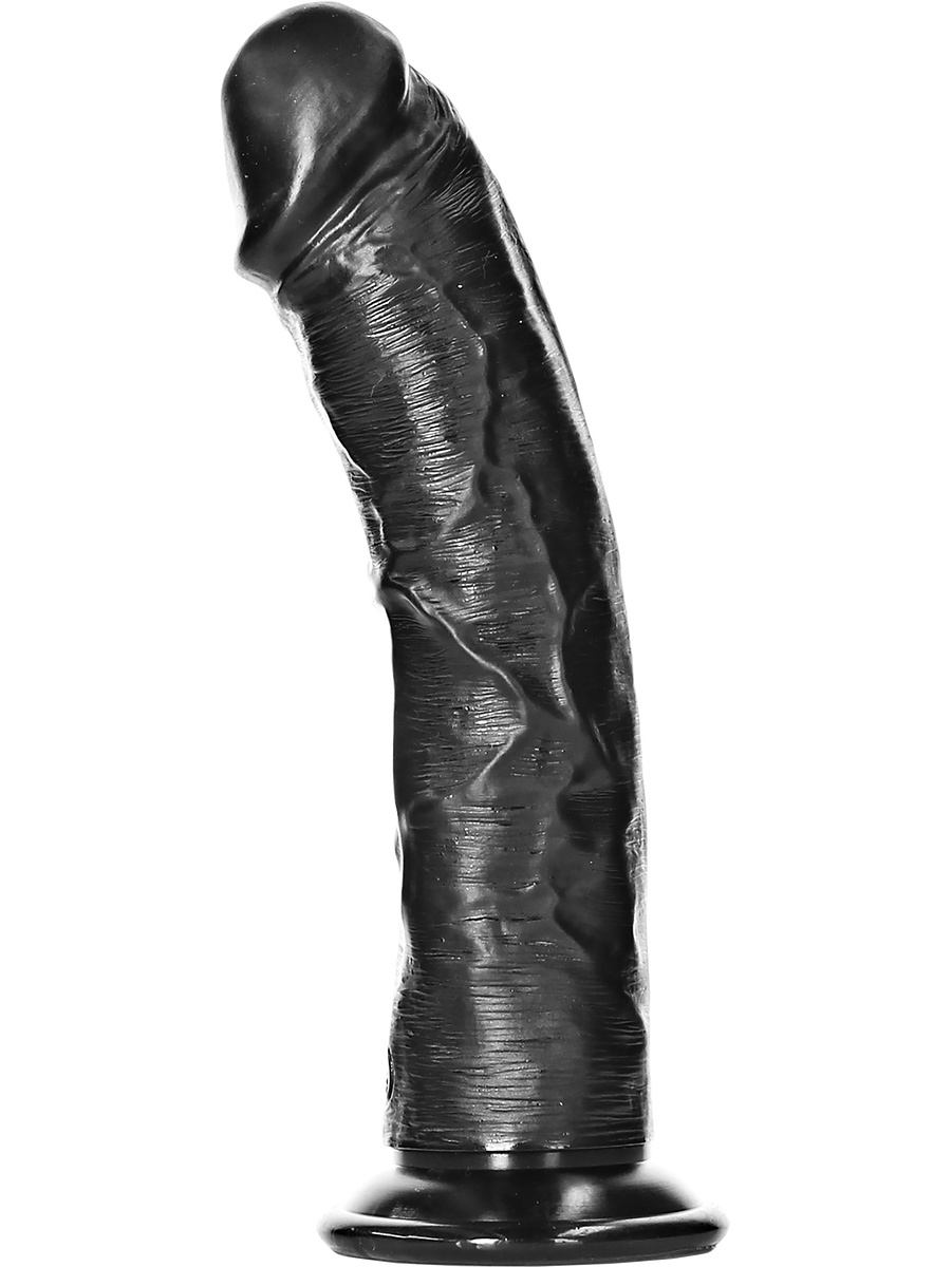 RealRock: Curved Realistic Dildo, 18 cm, svart