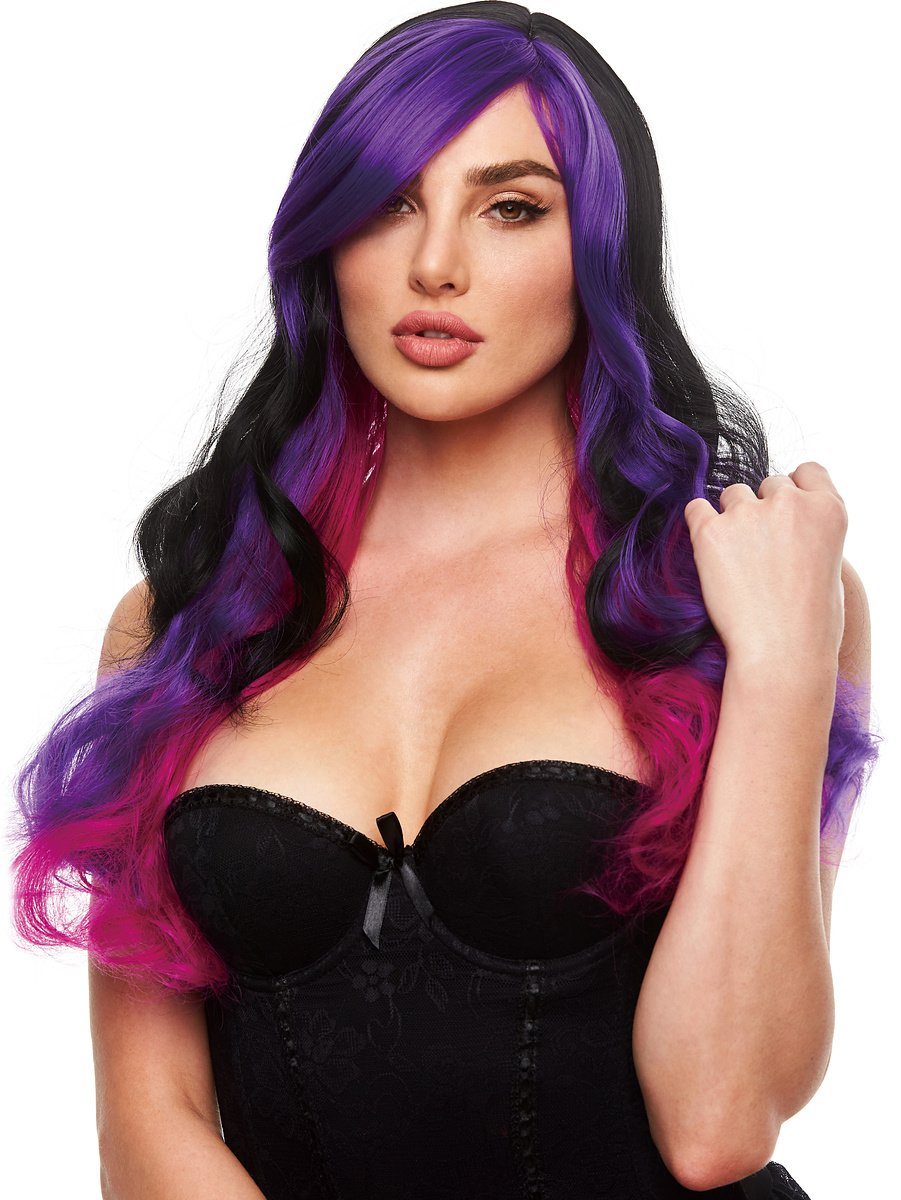 Pleasure Wigs: Brandi Peruk, svart/lila/rosa