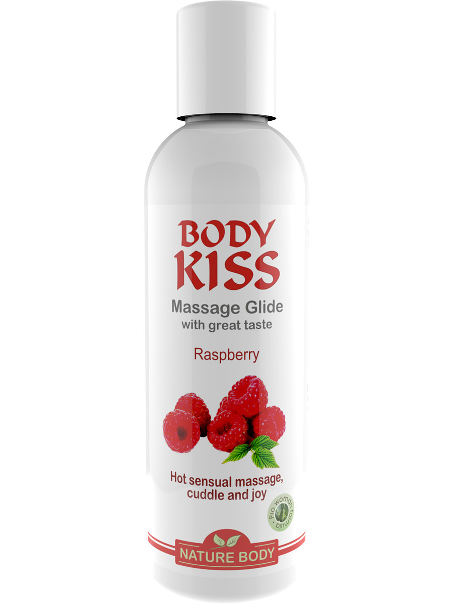 Nature Body White: Body Kiss Massage Glide, Raspberry, 100 ml
