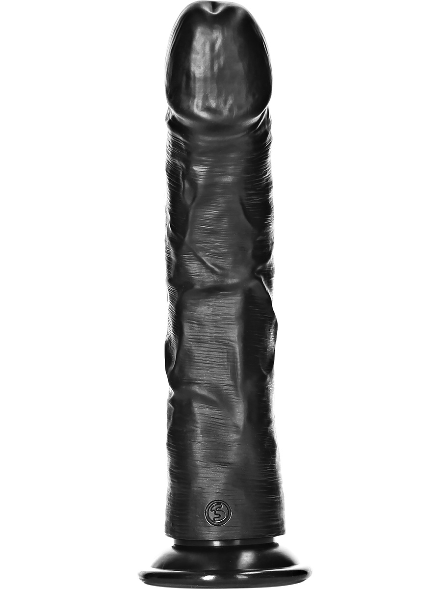 RealRock: Curved Realistic Dildo, 25.5 cm, svart