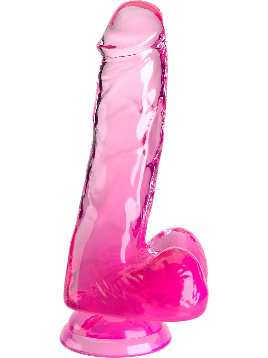 King Cock Clear: Dildo with Balls, 18 cm, rosa