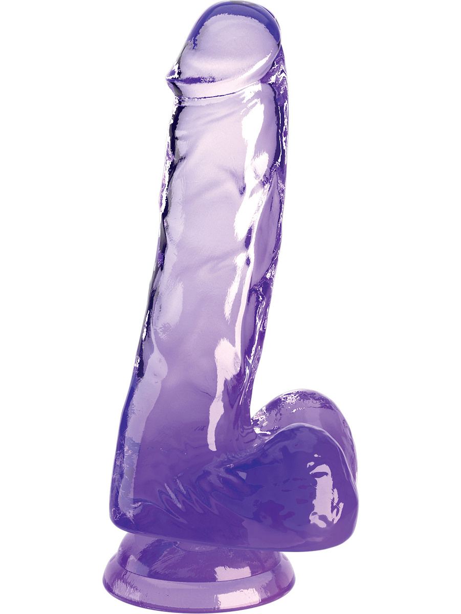 King Cock Clear: Dildo with Balls, 18 cm, lila