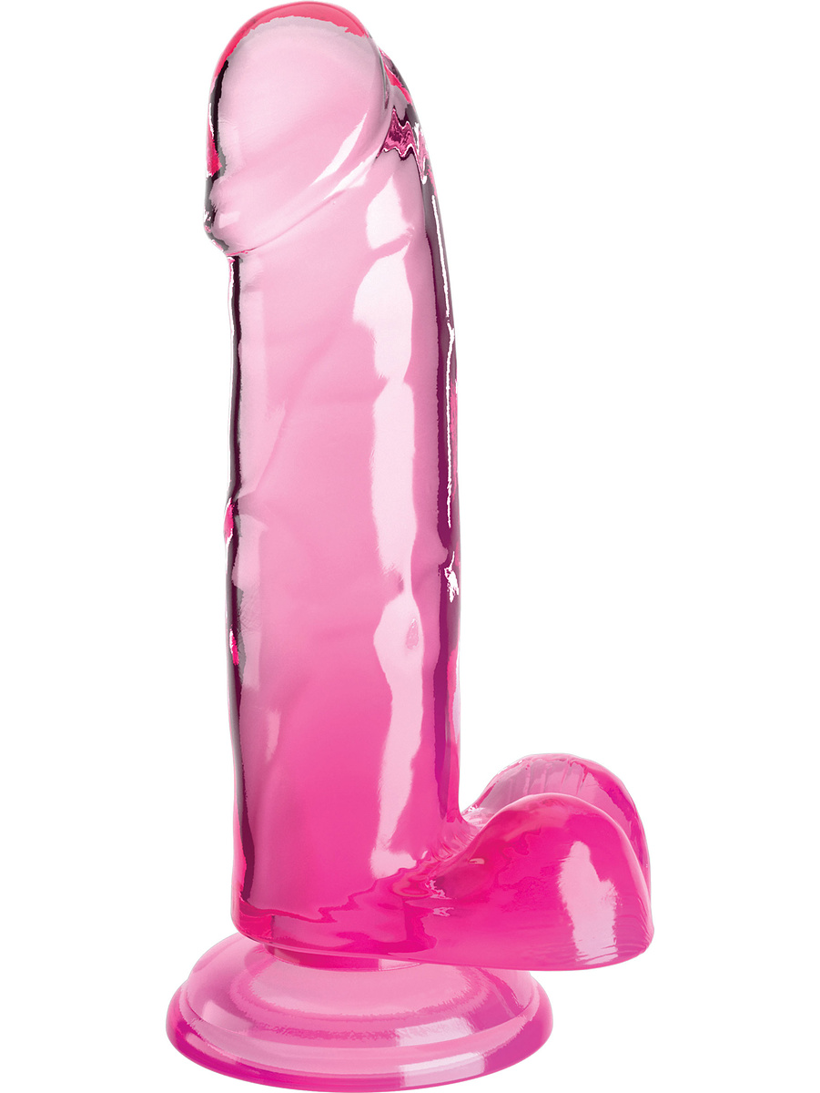King Cock Clear: Dildo with Balls, 20 cm, rosa