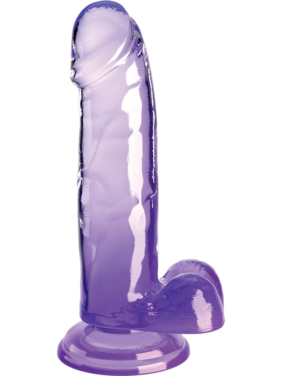 King Cock Clear: Dildo with Balls, 20 cm, lila