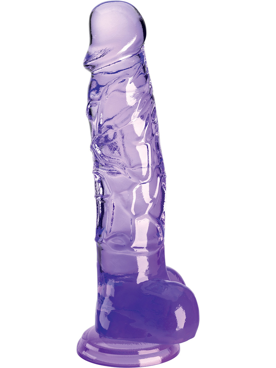 King Cock Clear: Dildo with Balls, 22 cm, lila