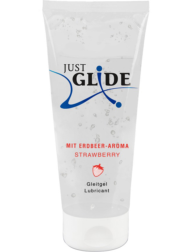 Just Glide: Strawberry, Vattenbaserat Glidmedel, 200 ml