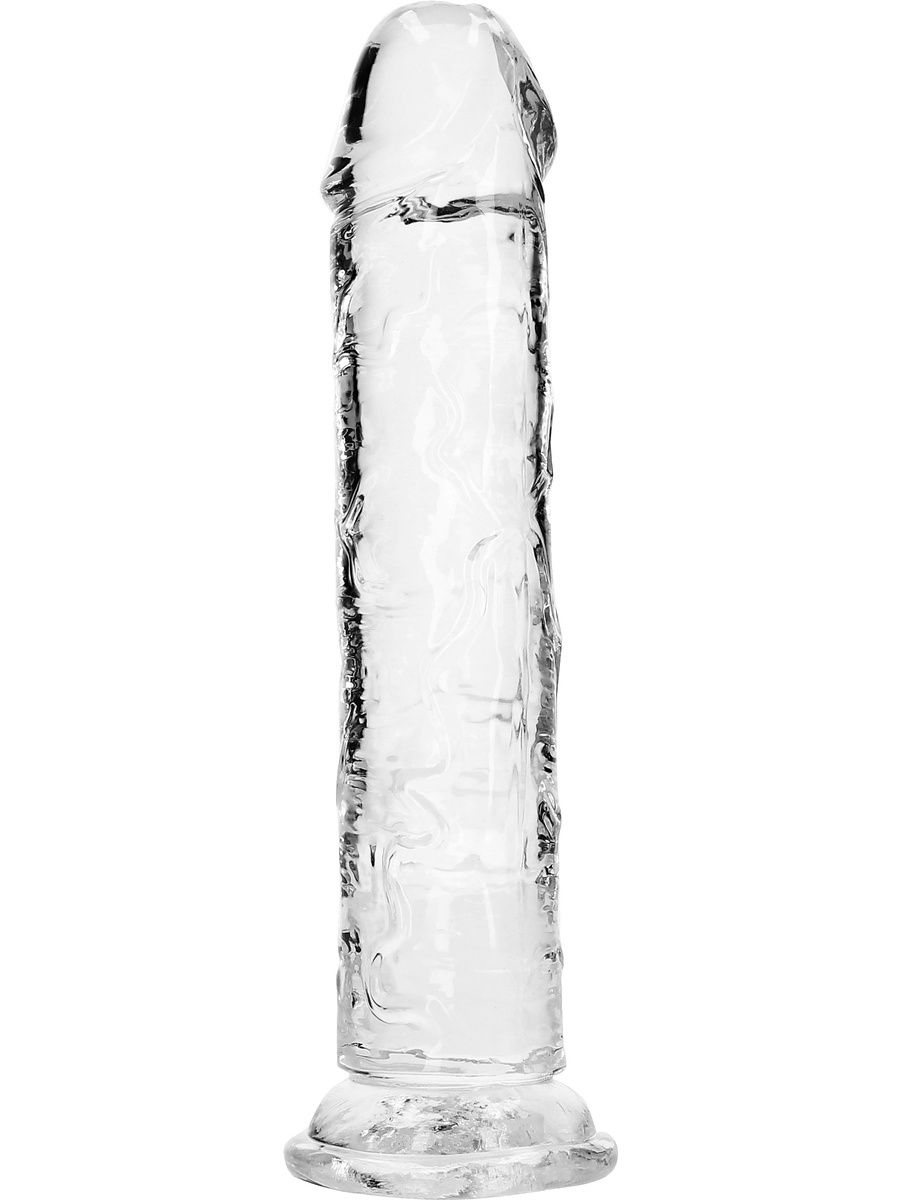 RealRock: Crystal Clear Straight Realistic Dildo, 23 cm, transparent