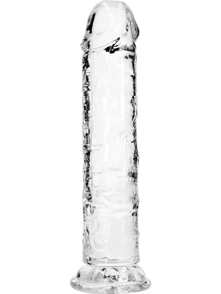 RealRock: Crystal Clear Straight Realistic Dildo, 20 cm, transparent