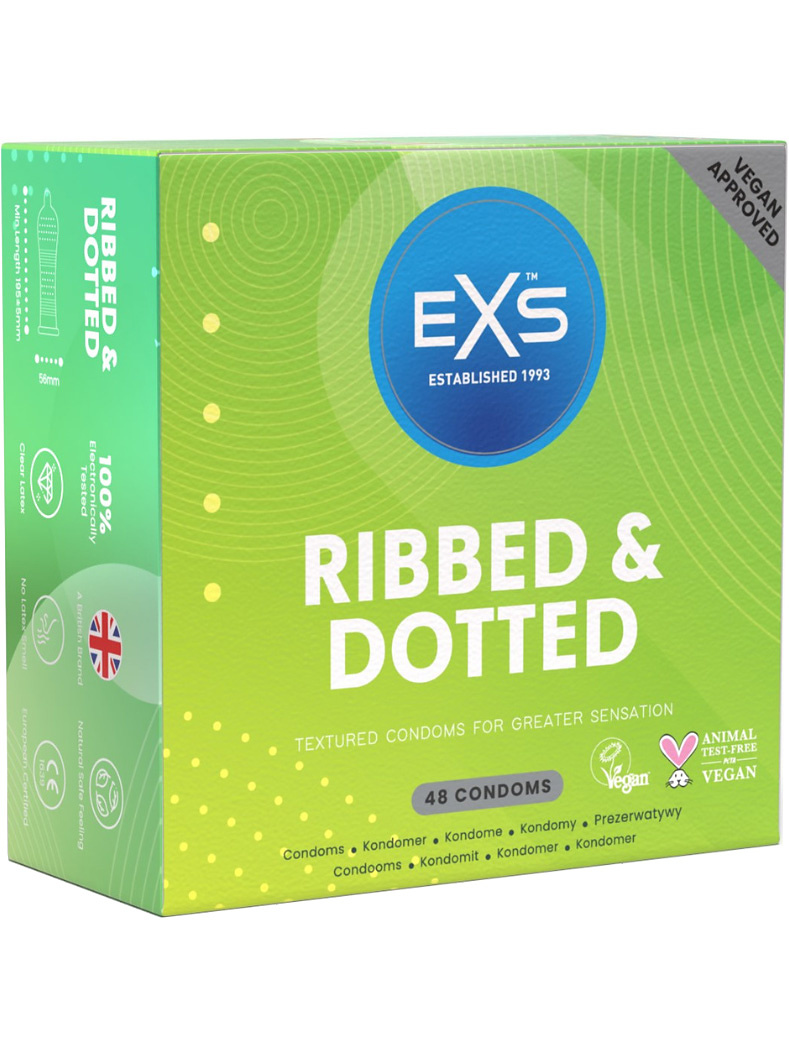 EXS Ribbed & Dotted: Kondomer, 48-pack