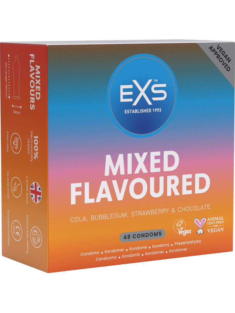 EXS Mixed Flavoured: Kondomer, 48-pack