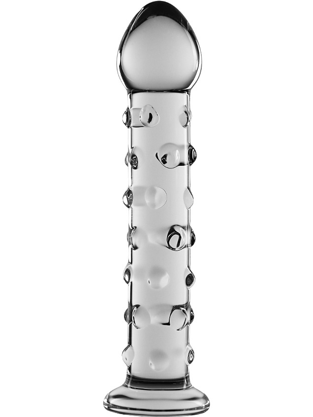 LoveToy: Glass Romance Dotted Dildo, transparent