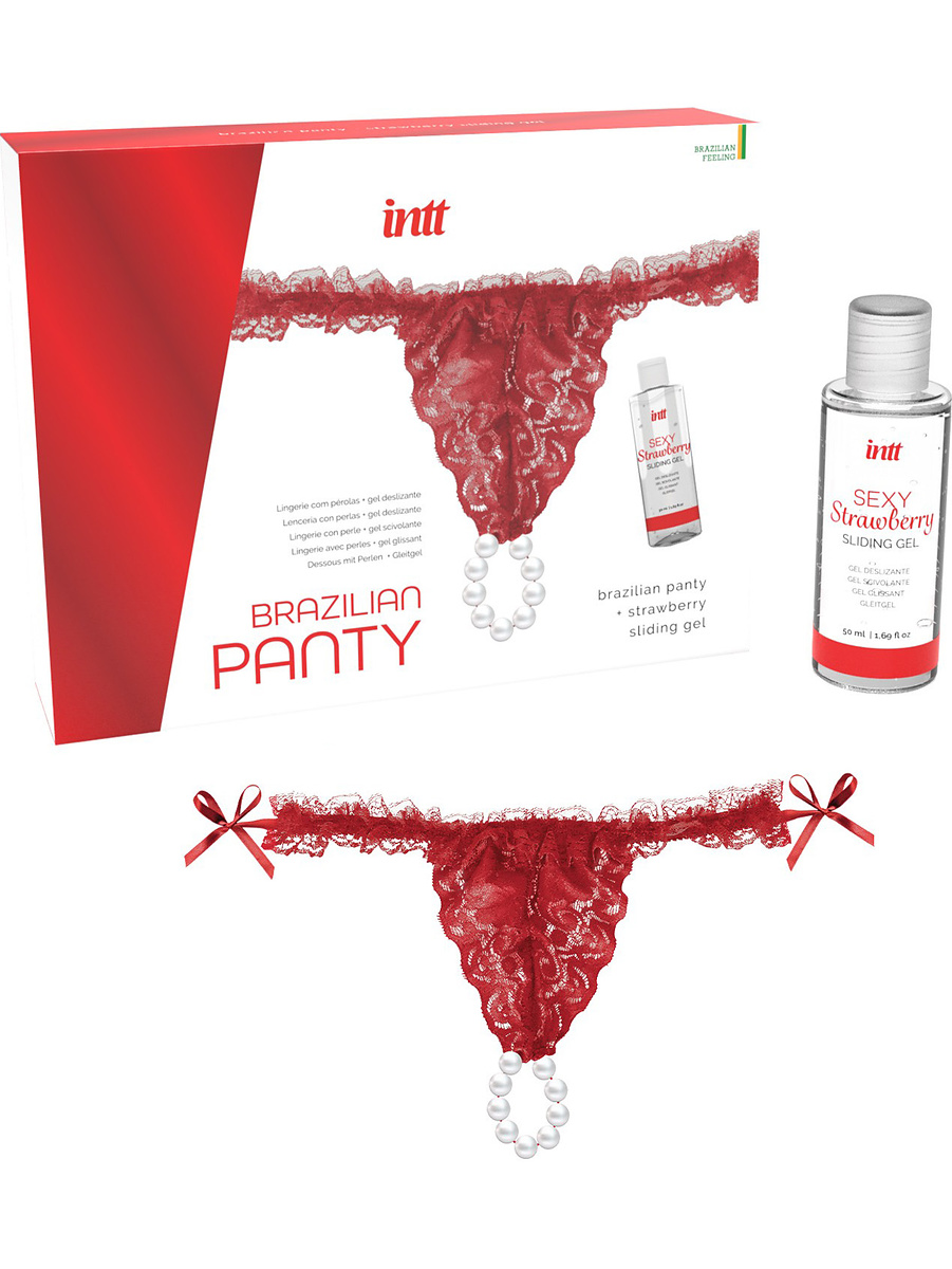 Intt: Red Brazilian Panty + Sliding Gel