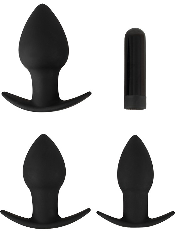 Black Velvets: Butt Plug Set, 3 Plugs & 1 Bullet